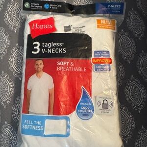 Hanes White Tagless V-Necks 3-Pack